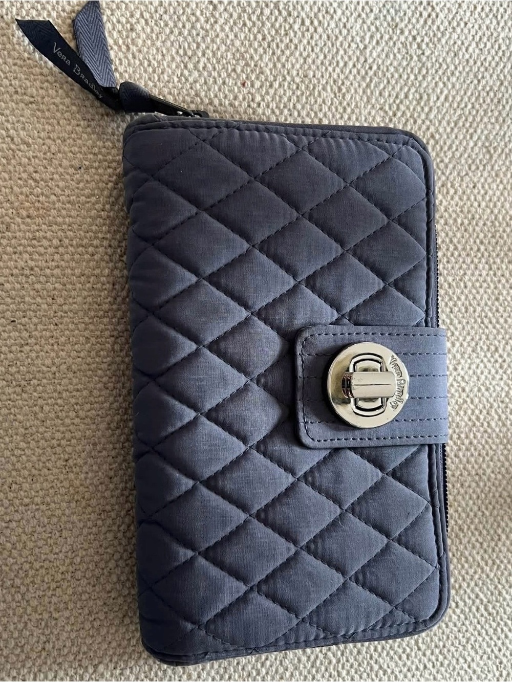 Vera Bradley Quilted Charcoal Gray Zip Phone Wallet